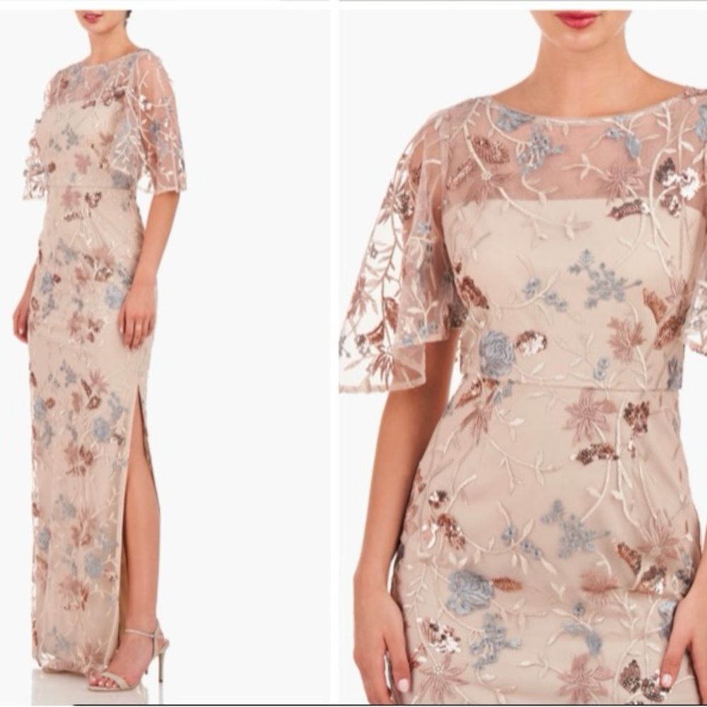 Gorgeous JS COLLECTIONS Dress Elegant Mauve Bronze Embellished NWT Sz 16